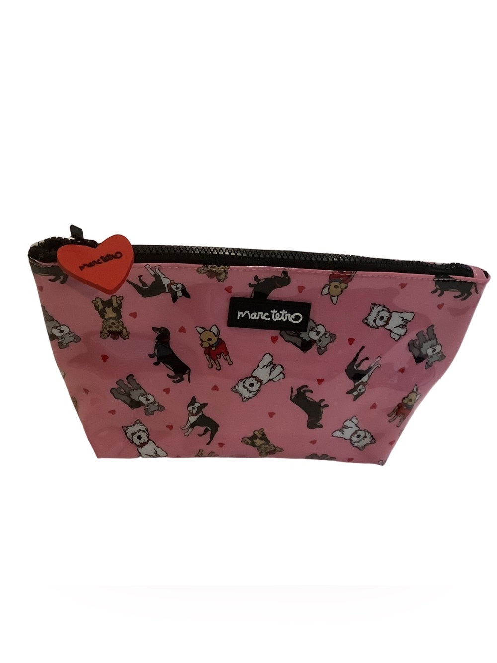 Marc Tetro Pink Multi Dog Cosmetic Makeup Pouch New